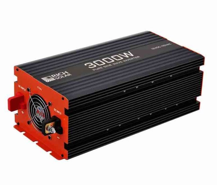 3000 Watt Pure Sine Wave Inverter by Rich Solar Back Plugs
