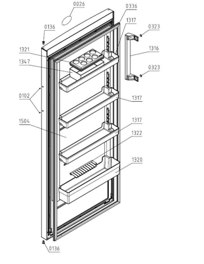 ESCR260GE Refrigerator Section Bottom Door Shelf